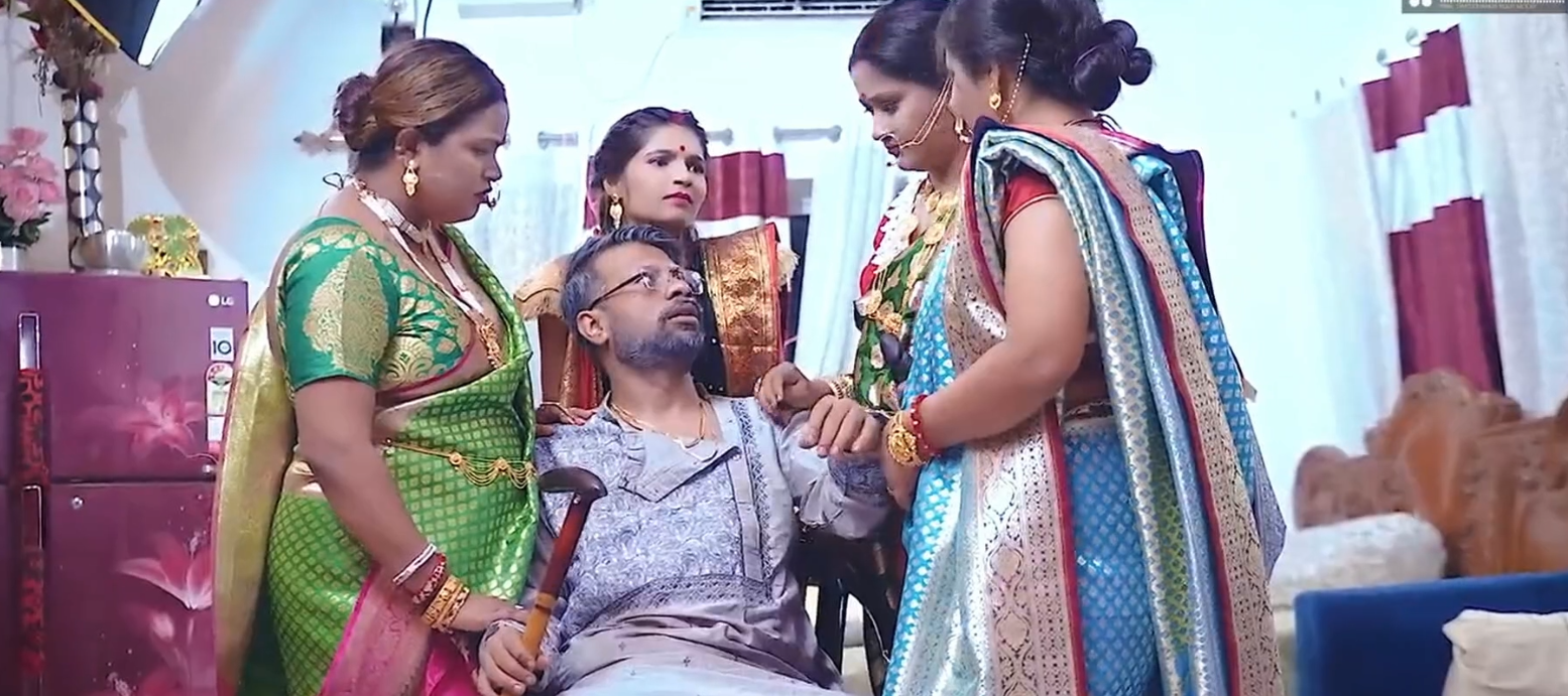 Desi Indian Tharki Sasurji Hardcore Fuck with His Four Daughter in Laws at the same Time